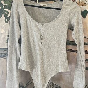 Gray Long Sleeve Bodysuit